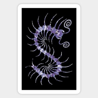 White on Purple Ornate Centipede Magnet